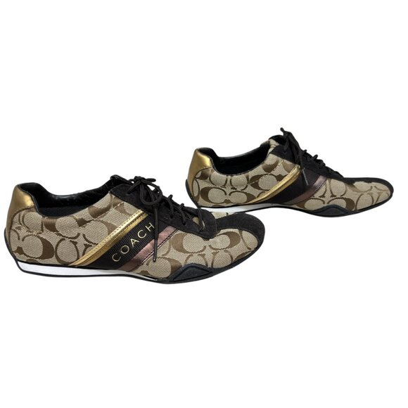 Coach Signature Logo Jayme Khaki Brown Sneakers Women's Size 7  Shoes - Picture 1 of 9